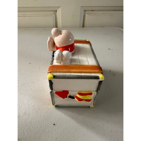 Vintage Ziggy & Fuzz 2 Piece Small Ceramic Jewelry Trinket Treasure Chest Box - Picture 4 of 7